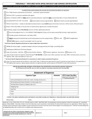 Fill Free Fillable Personally Procured Move Ppm Checklist And Expense Pdf Form