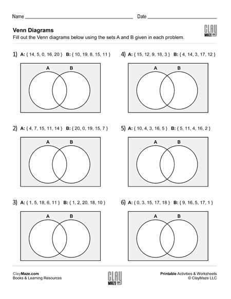 Fill In The Venn Diagrams Set 2 Homeschool Books Math Workbooks