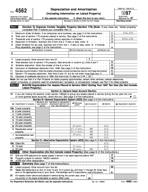 Fillable Online 1997 Form 4562 Depreciation And Amortization Fax Email