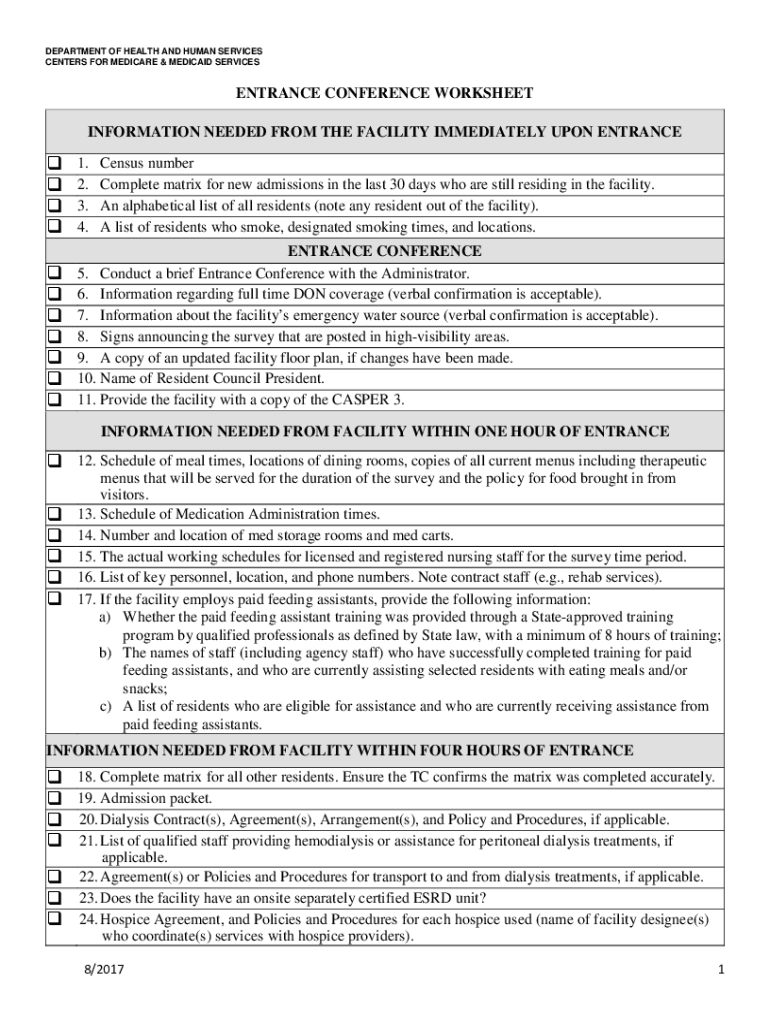 Fillable Online Entrance Conference Worksheet Information Needed From The Fax Email Print