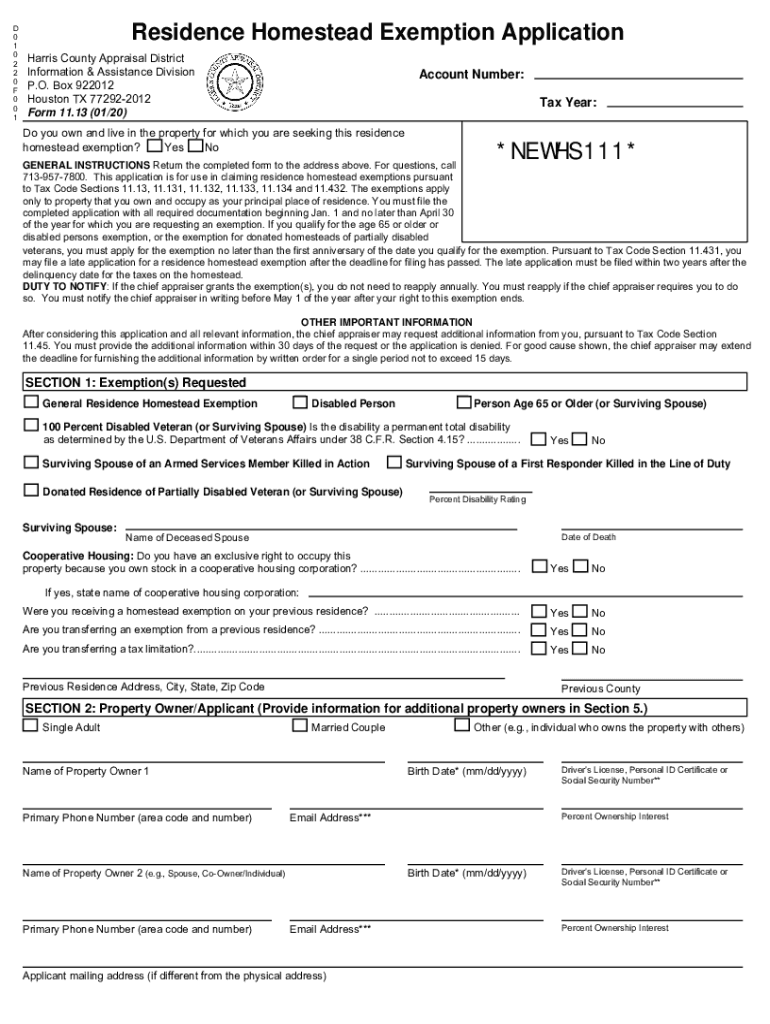 Fillable Online Form2602 Homestead Exemption Fax Email Print Pdffiller