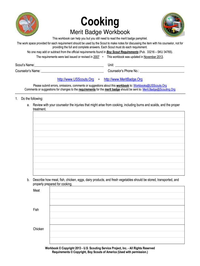 Fillable Online Merit Badge Worksheets Usscouts Org Fax Email Print Pdffiller