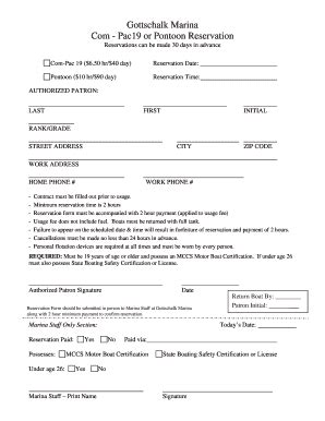 Fillable Online Reservation Form Mccs Camp Lejeune Fax Email Print Pdffiller