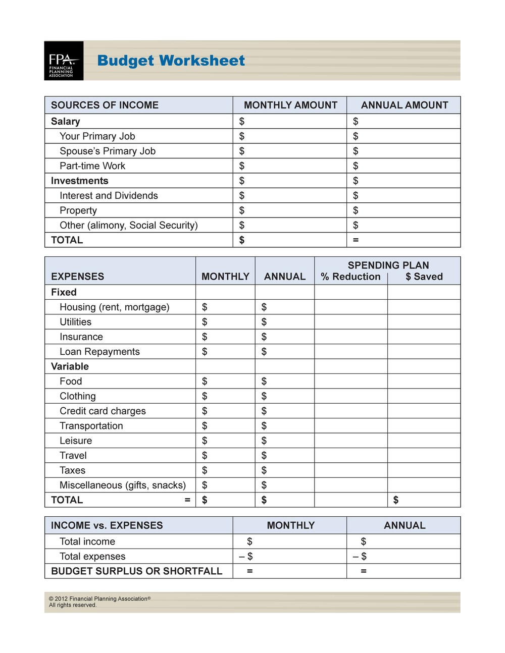 Financial Planning Worksheet Usmc Gallery Swigert