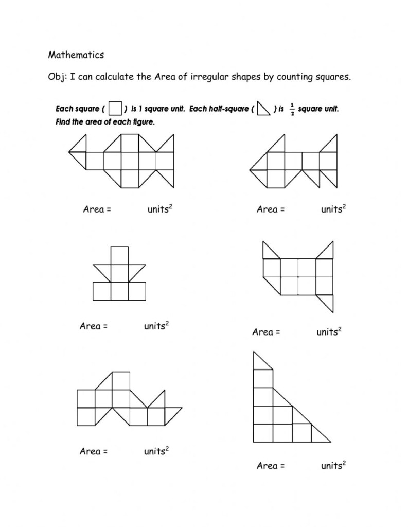 Find The Area Counting Square Units Differentiated Worksheet Worksheets