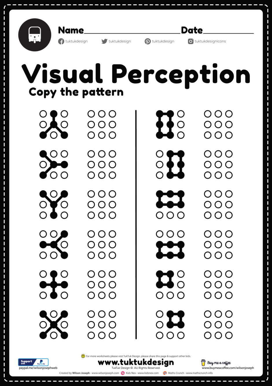 Find The Pattern Free Printable Worksheet Visual Form Constancy