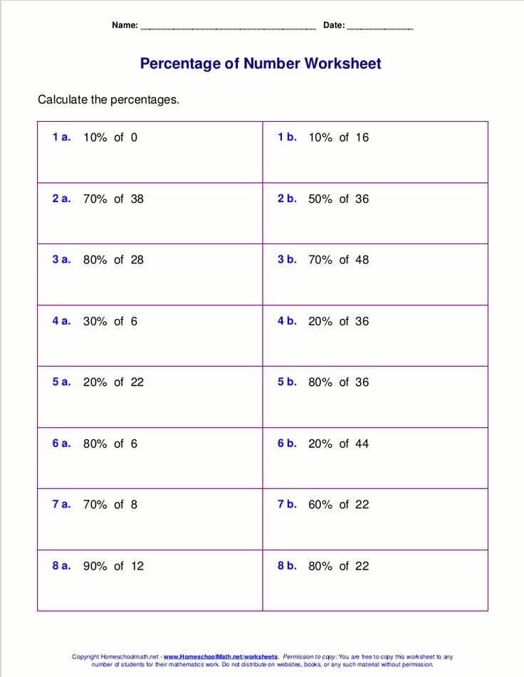 Finding A Percent Of A Number Worksheet