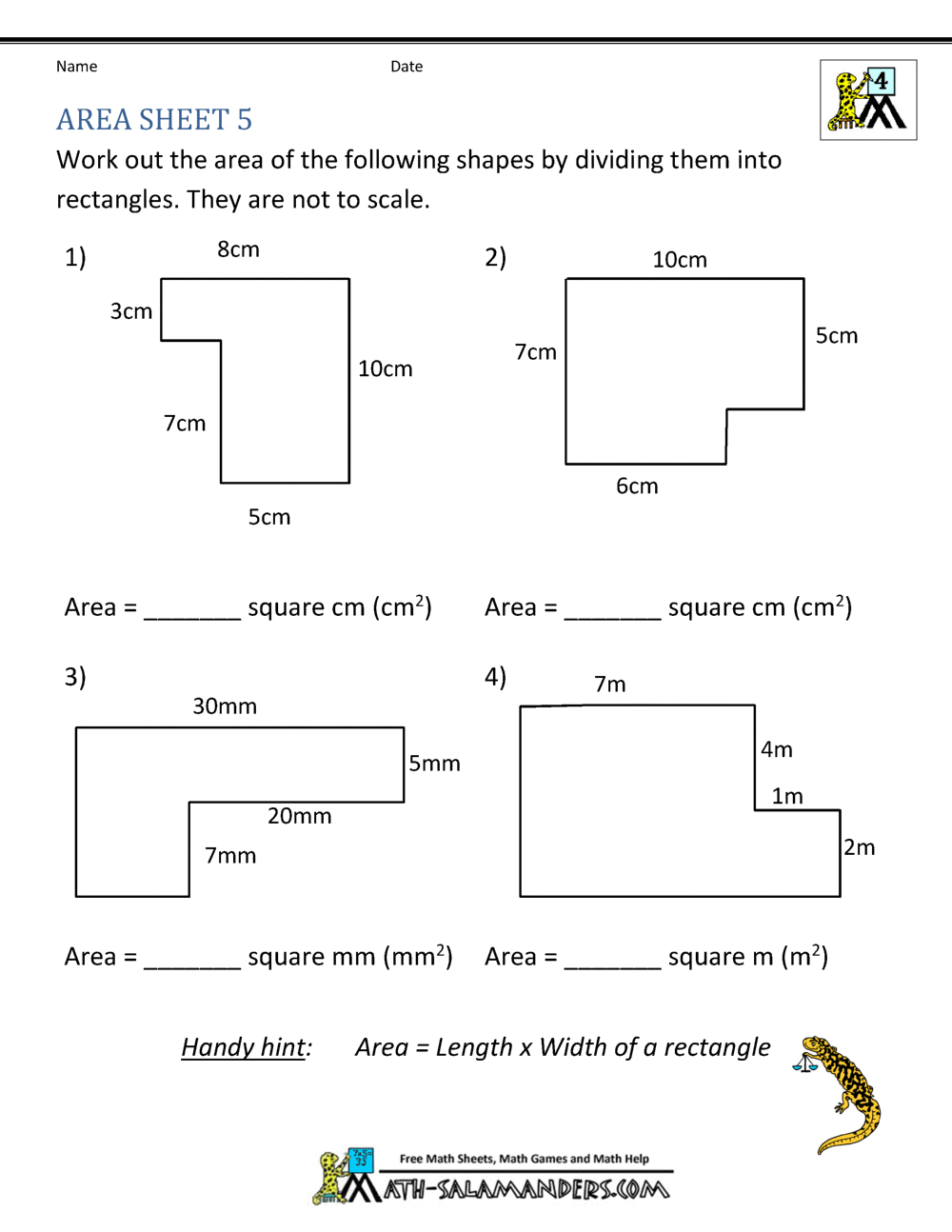 5 Fun Worksheets for Calculating Area