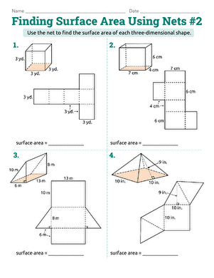 Finding Surface Area Using Nets 1 Worksheet Education Com