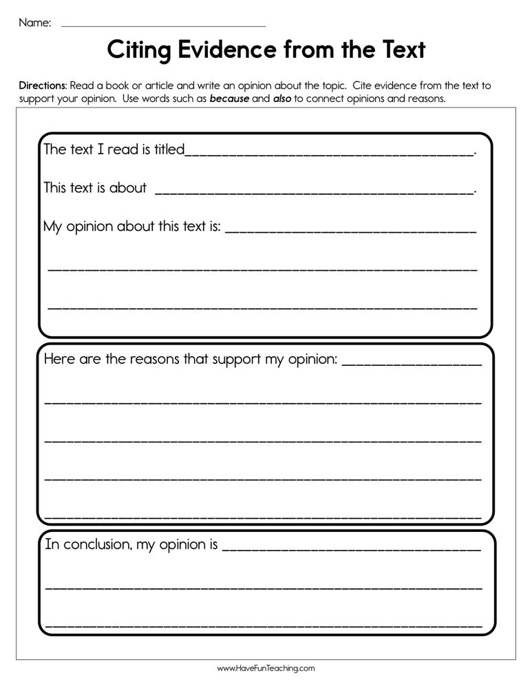 Boost Reading Skills with Text Evidence Worksheets