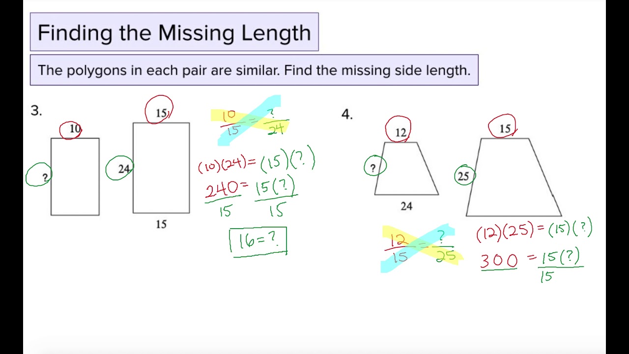 Finding The Missing Side Length Of Similar Polygons Youtube