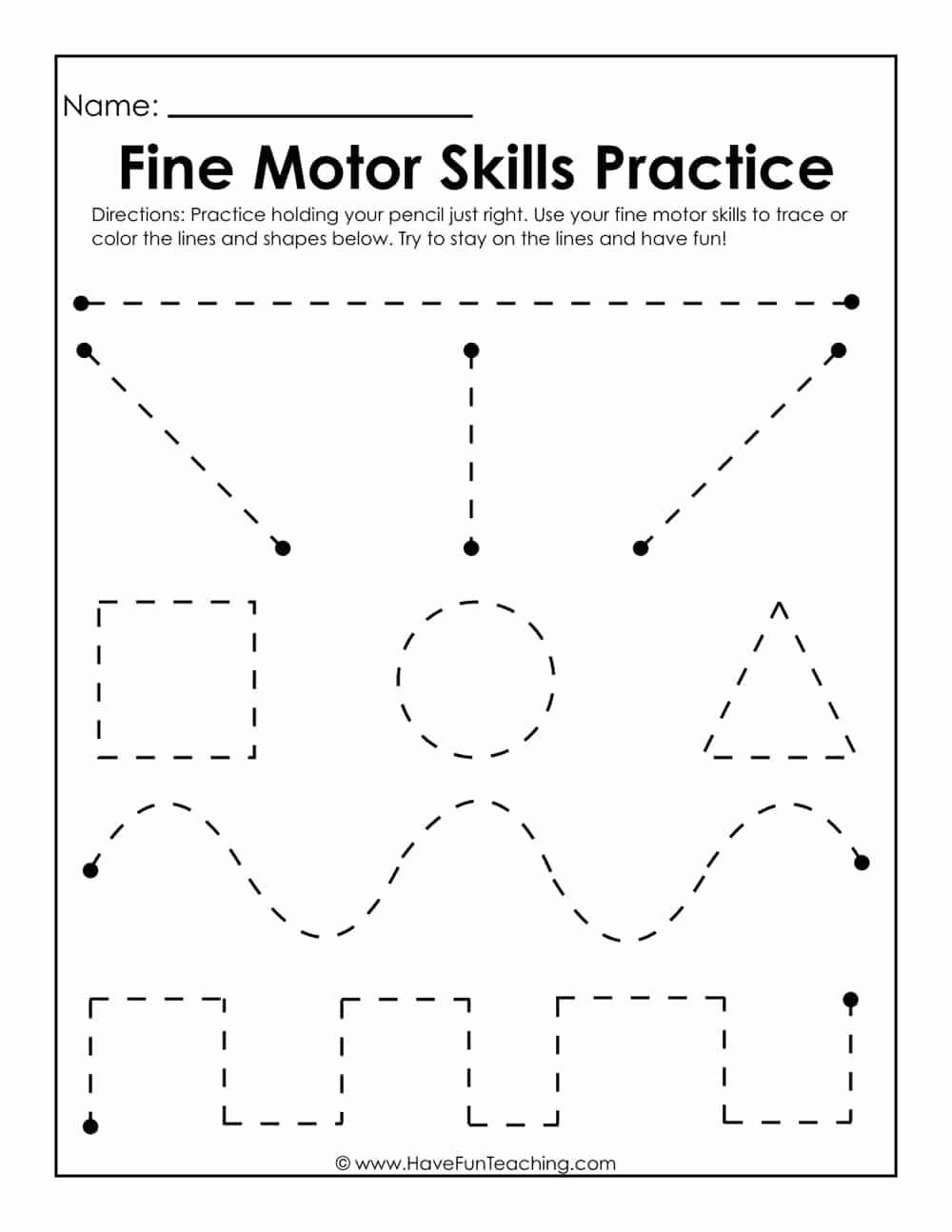 Fine Motor Skills Worksheet Pdf