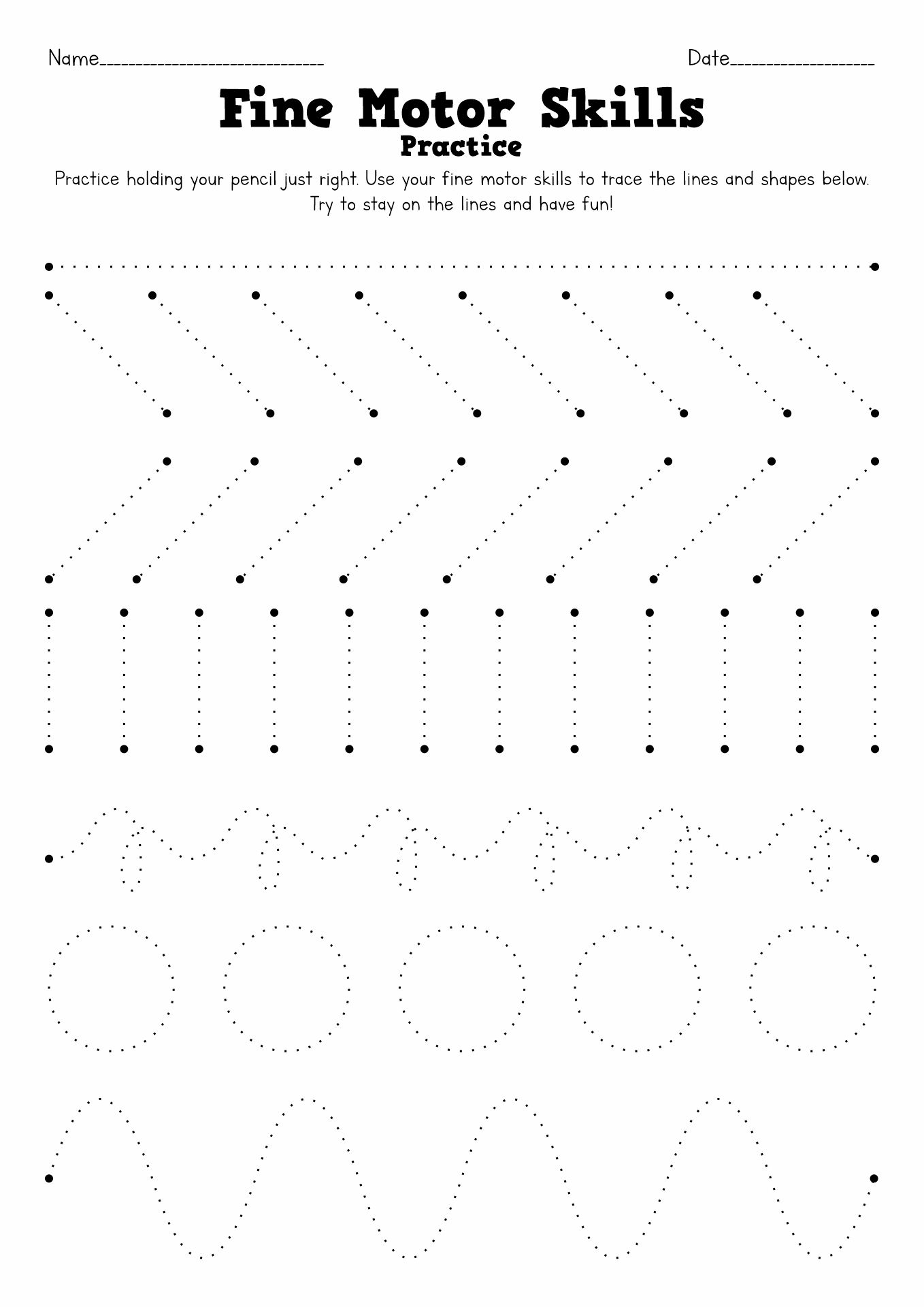 Fine Motor Skills Worksheets for Kids