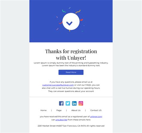 Finish Registration Email Template Unlayer