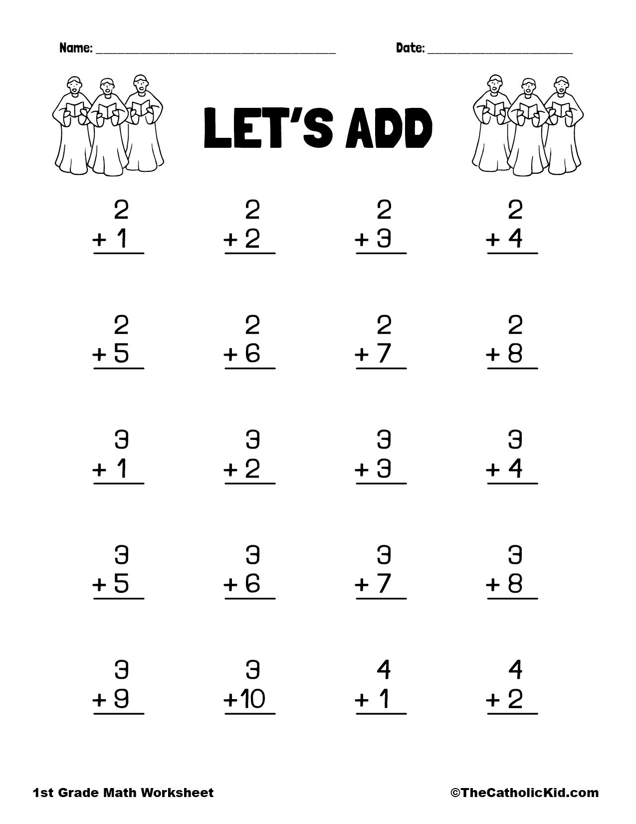 First Grade Addition Math Worksheets For All Kids More