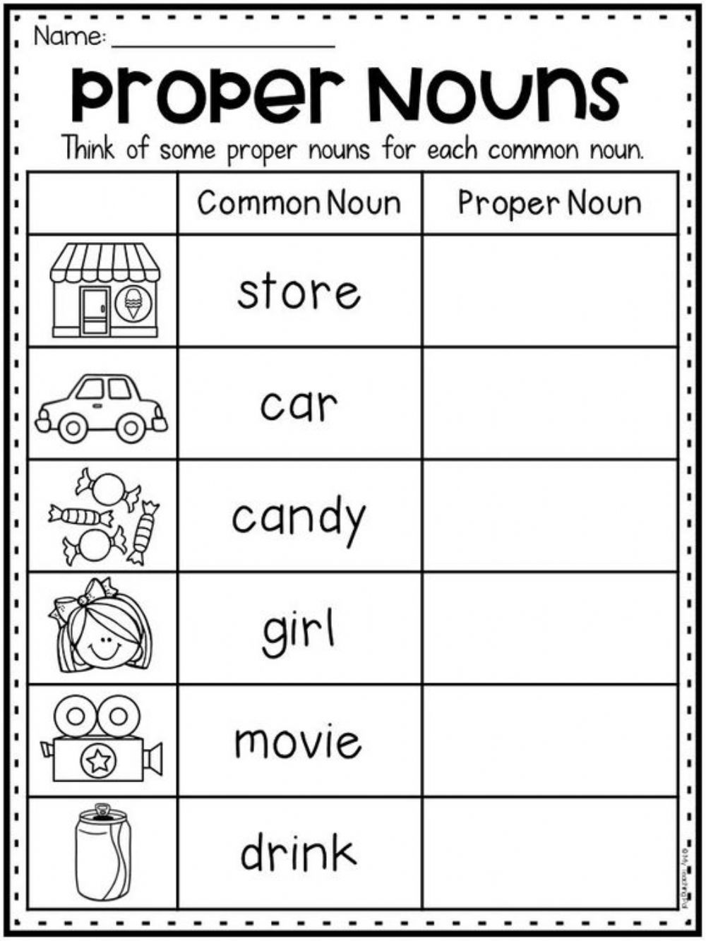 First Grade Common Noun And Proper Noun Worksheet For Grade 1