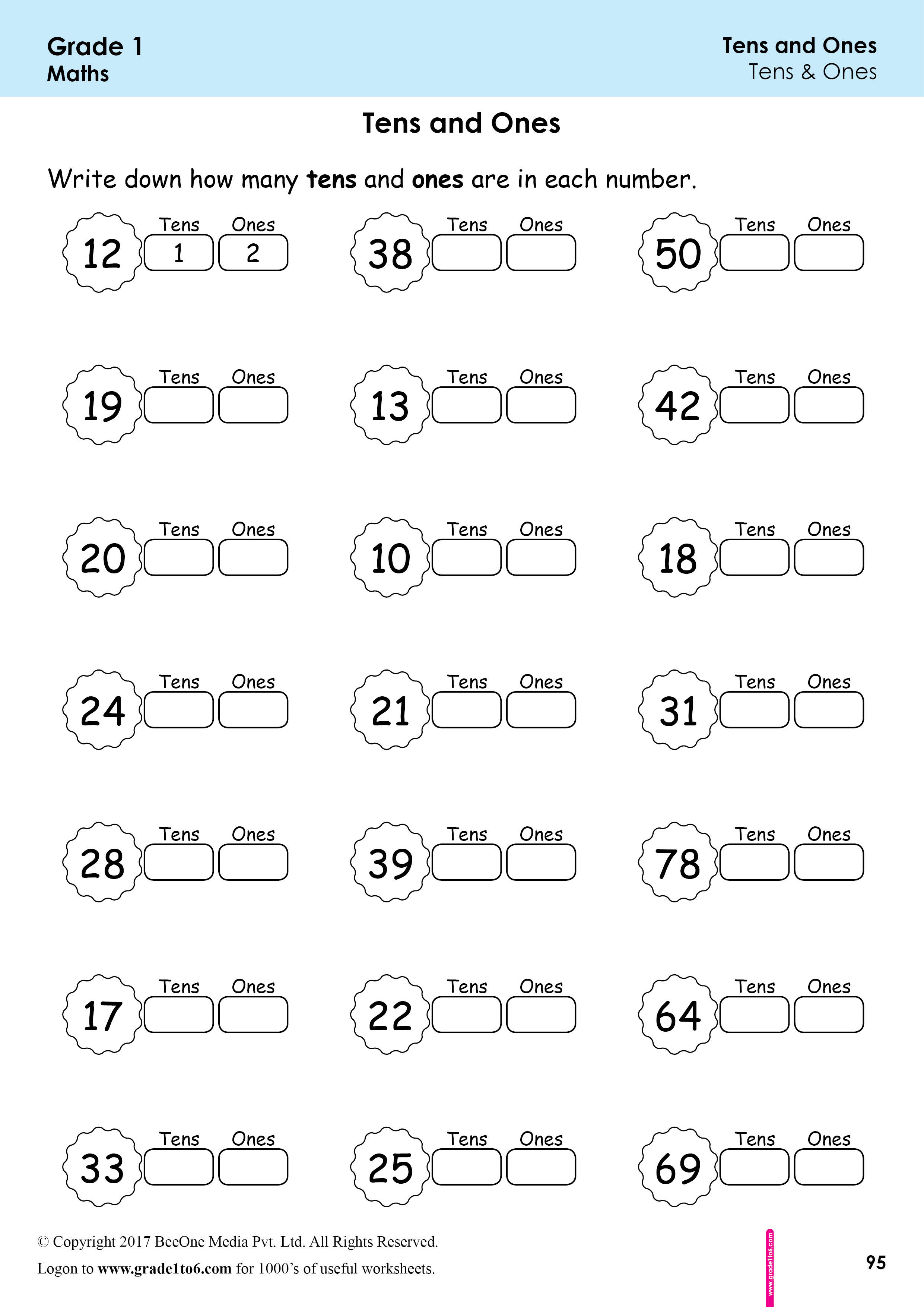 First Grade Tens And Ones Worksheet By Maria Davis Tpt