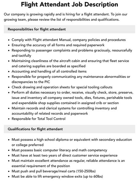 Flight Attendant Job Description and Duties Explained