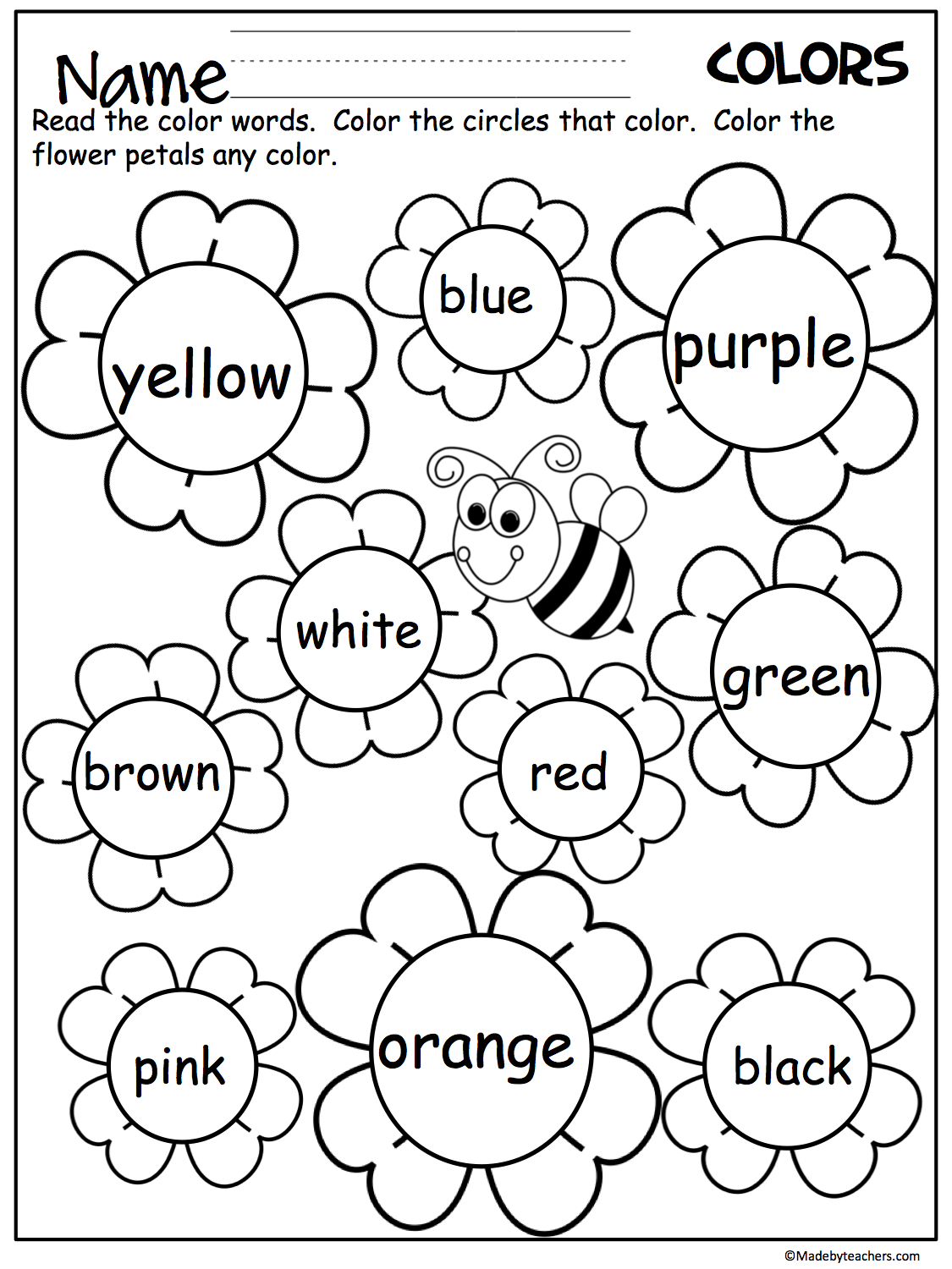 Flower Color Words Worksheet Made By Teachers Teaching Colors Learning Colors Kindergarten