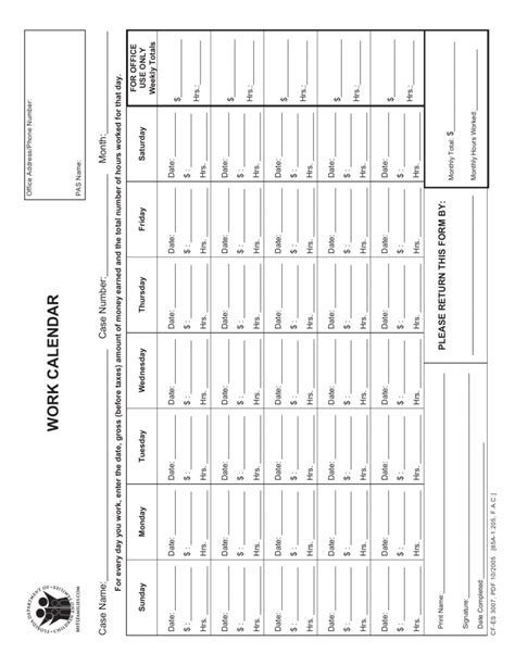 Food Stamp Work Calendar Guide