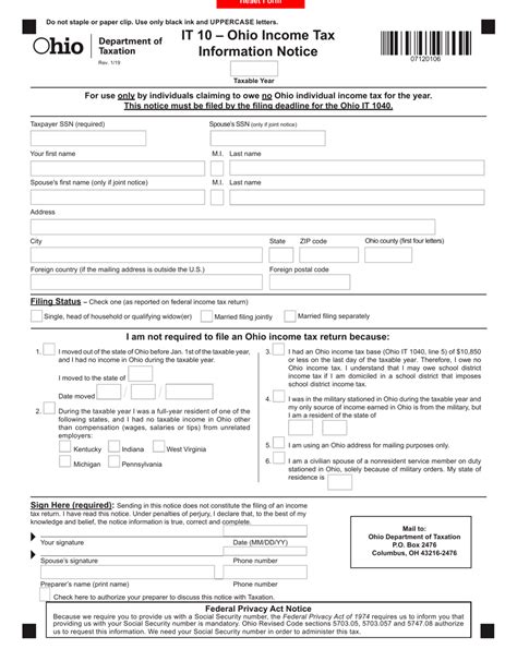 Form It10 2019 Fill Out Sign Online And Download Fillable Pdf Ohio Templateroller