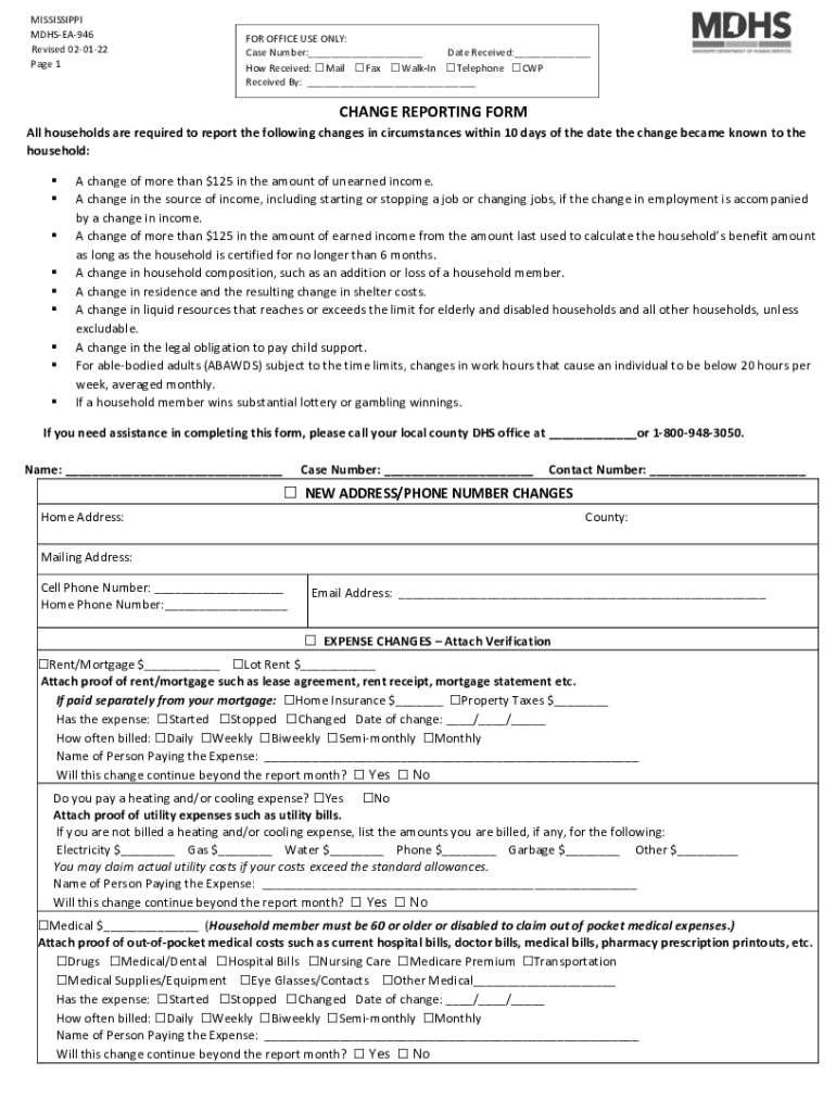 Form Mdhs Ea 946 Fill Out Sign Online And Download Fillable Pdf Mississippi Templateroller