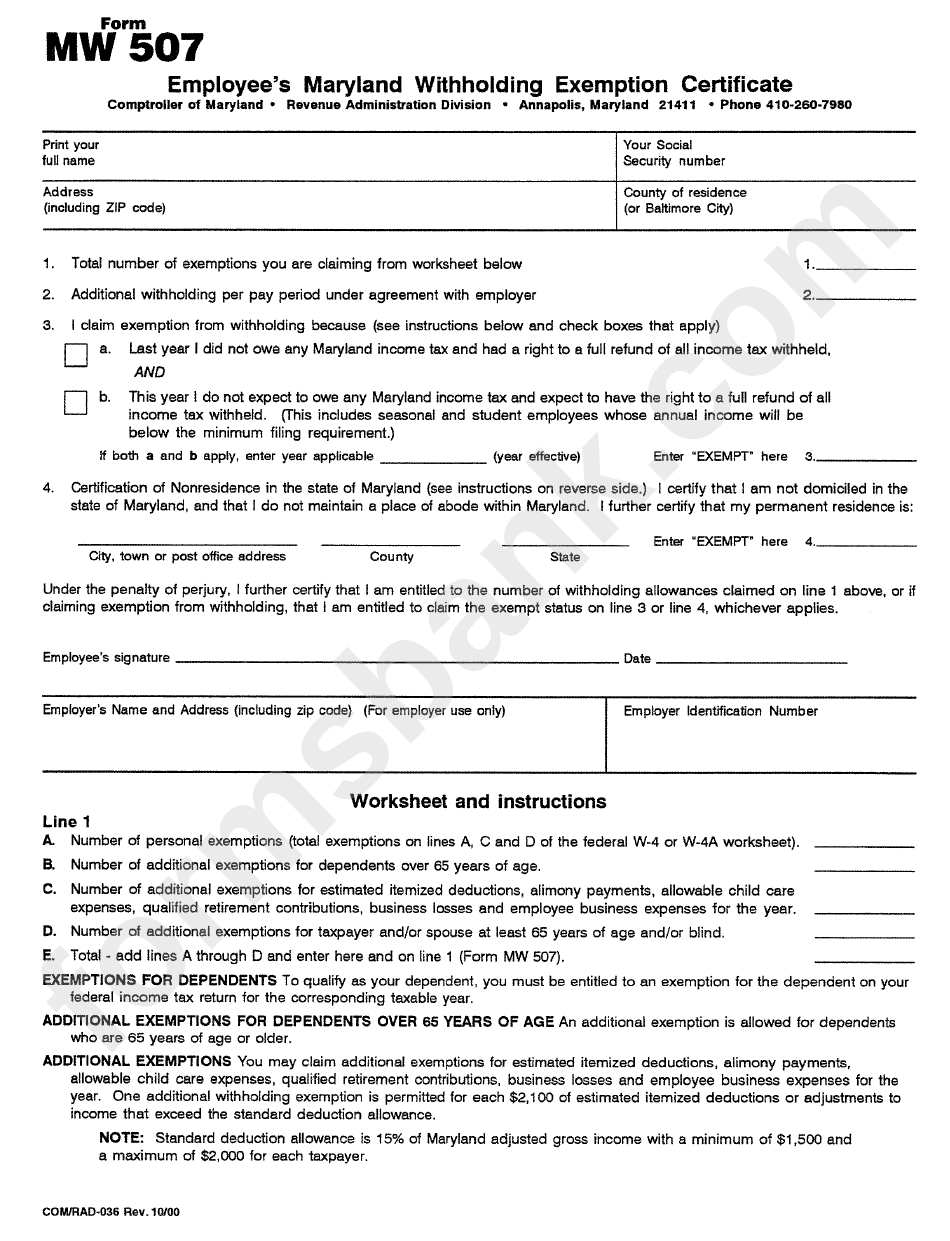 Form Mw 507 Example Fill Out Printable Pdf Forms Online