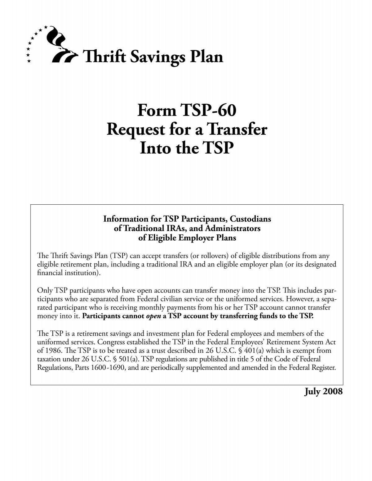 Form Tsp 70 Thrift Savings Plan