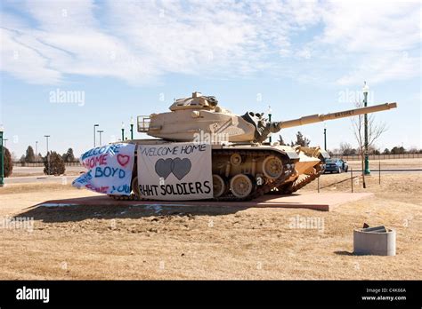 Fort Carson Co A Military Tank At The Entrance Of The Fort Carson Army Base Decorated With