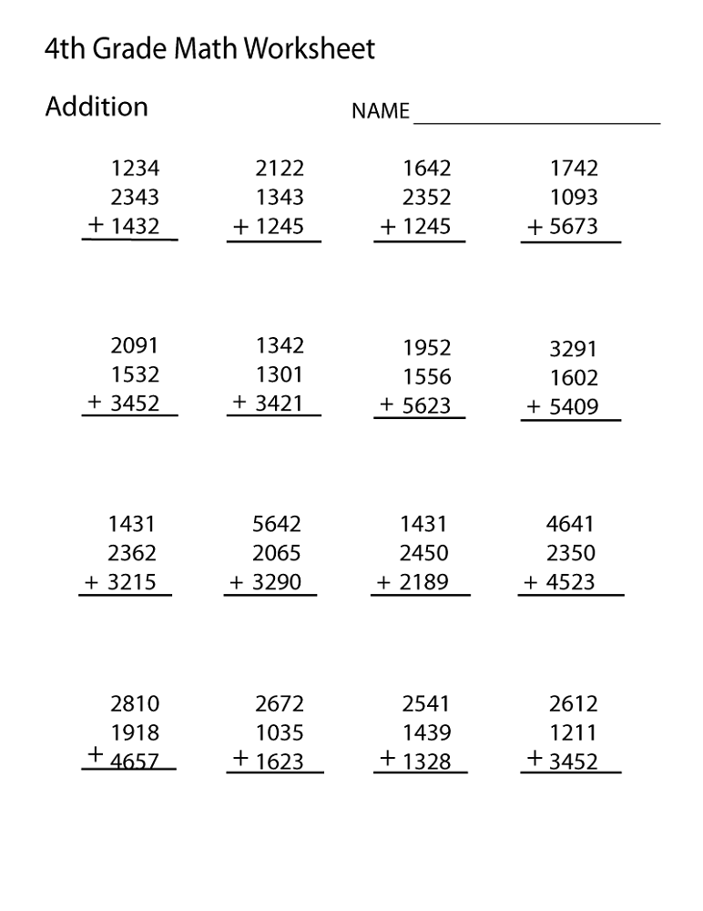 Fourth Grade Math Practice Worksheet Free Printable Educational Worksheet