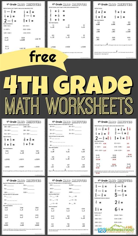 Fourth Grade Math Worksheets Free