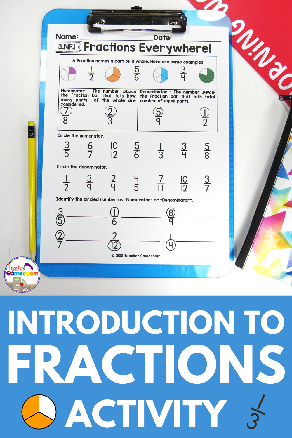 Fraction Mini Set Introduction To Fractions Worksheet By Teacher Gameroom