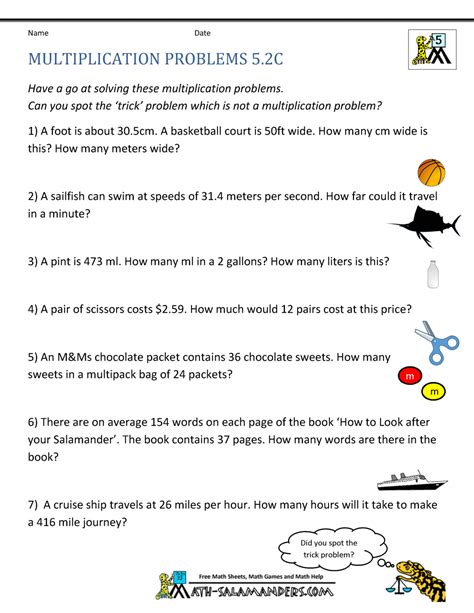 Fraction Multiplication Word Problems Printable