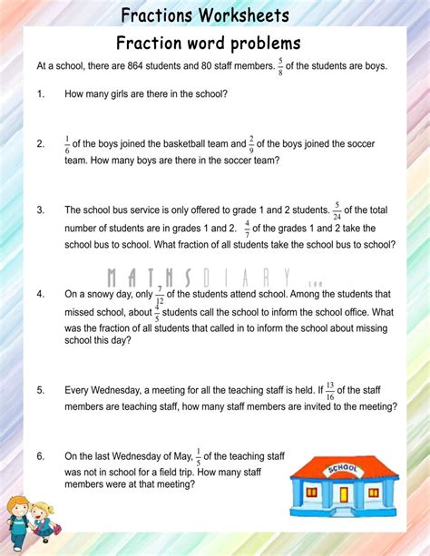 Fraction Multiplication Word Problems Worksheets