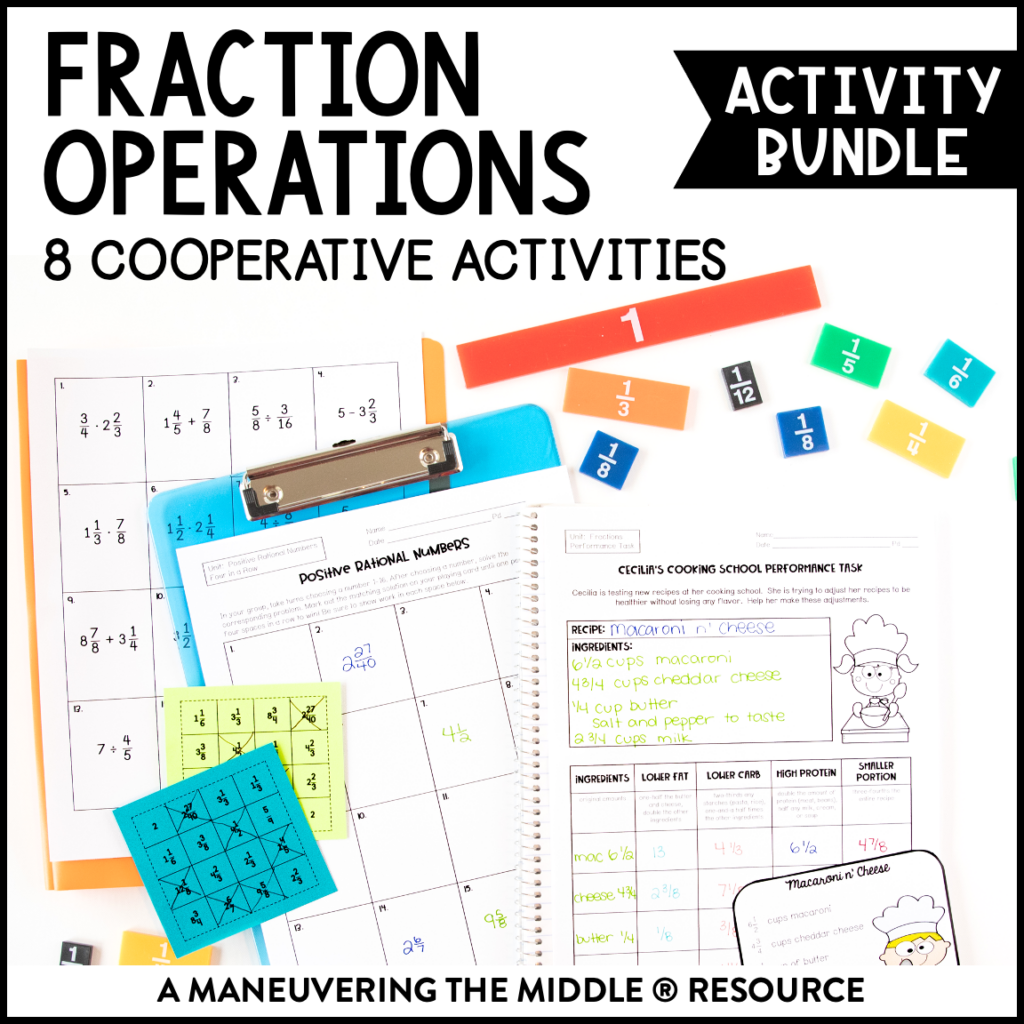 Fraction Operations Activity Bundle 6Th Grade Maneuvering The Middle