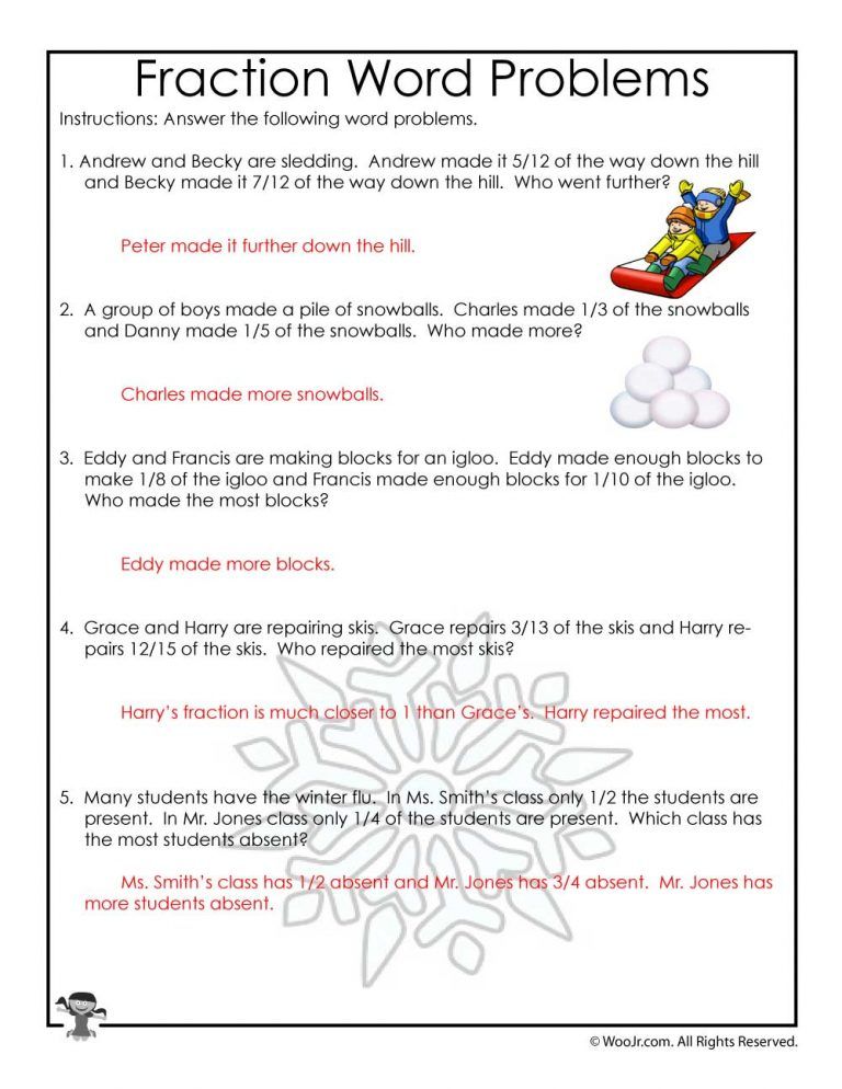 Fraction Story Problems Worksheet: Math Made Fun