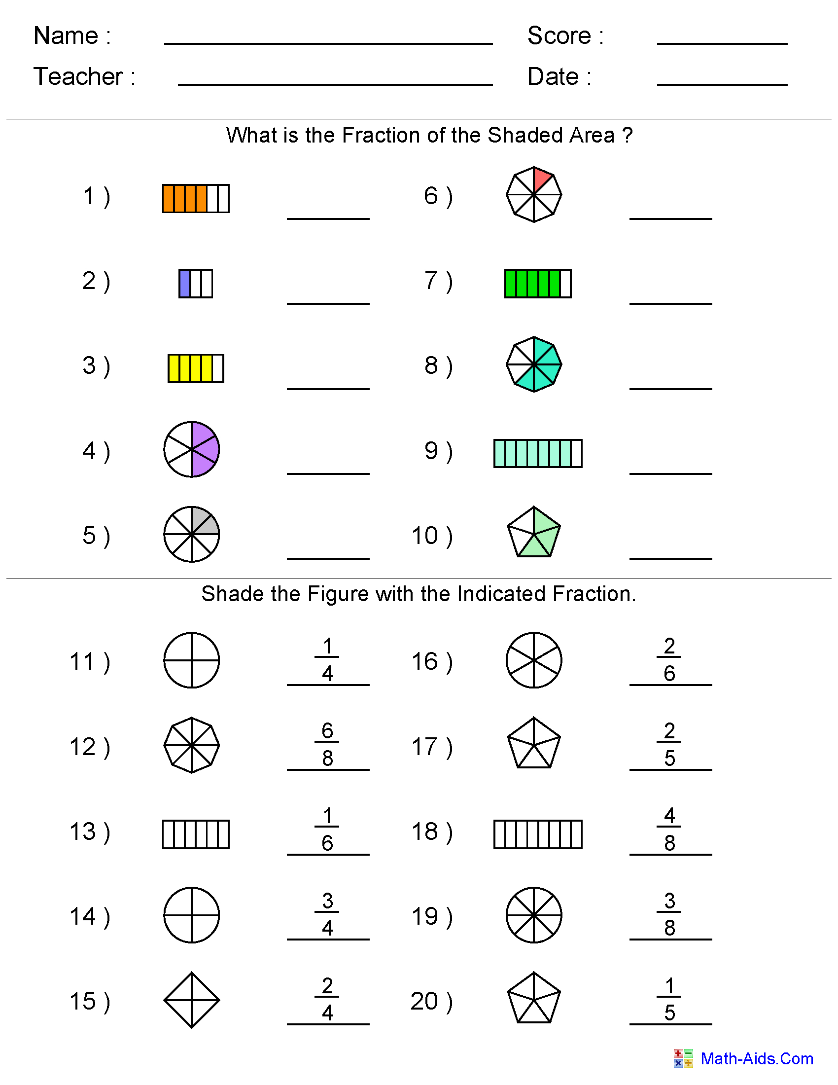 Fraction Worksheet Activities Printable