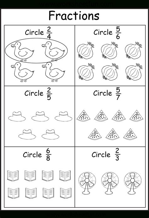 5 Fun Fraction Worksheets for 1st Graders