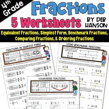 Fraction Worksheets For 4Th Grade Equivalent Fractions Simplest Form Compare