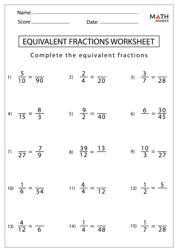 Fractions Equivalent Fractions Worksheets Math Worksheets Math Drills