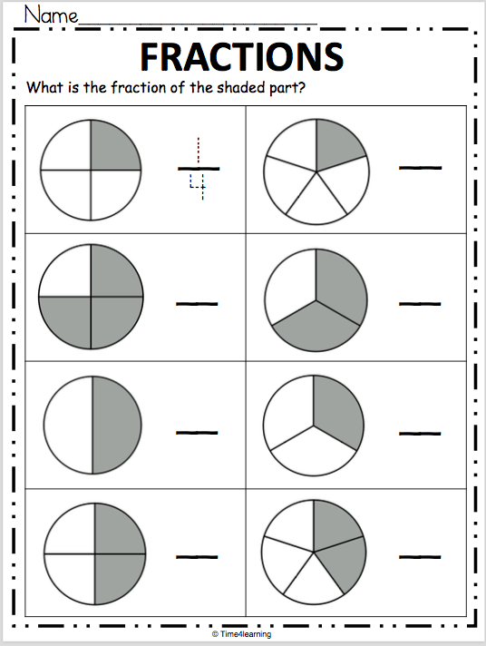 Fractions For Kindergarten Worksheets Fractions For Kids Math