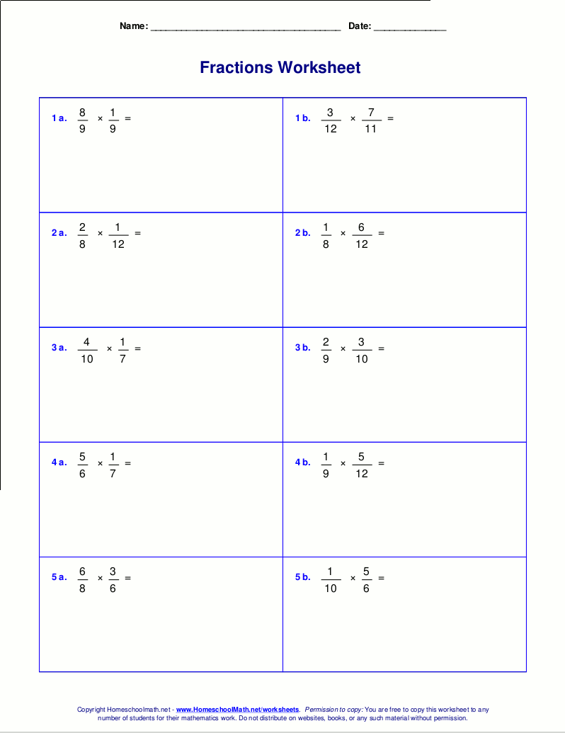 Fun Fractions Multiplication Worksheets for Practice