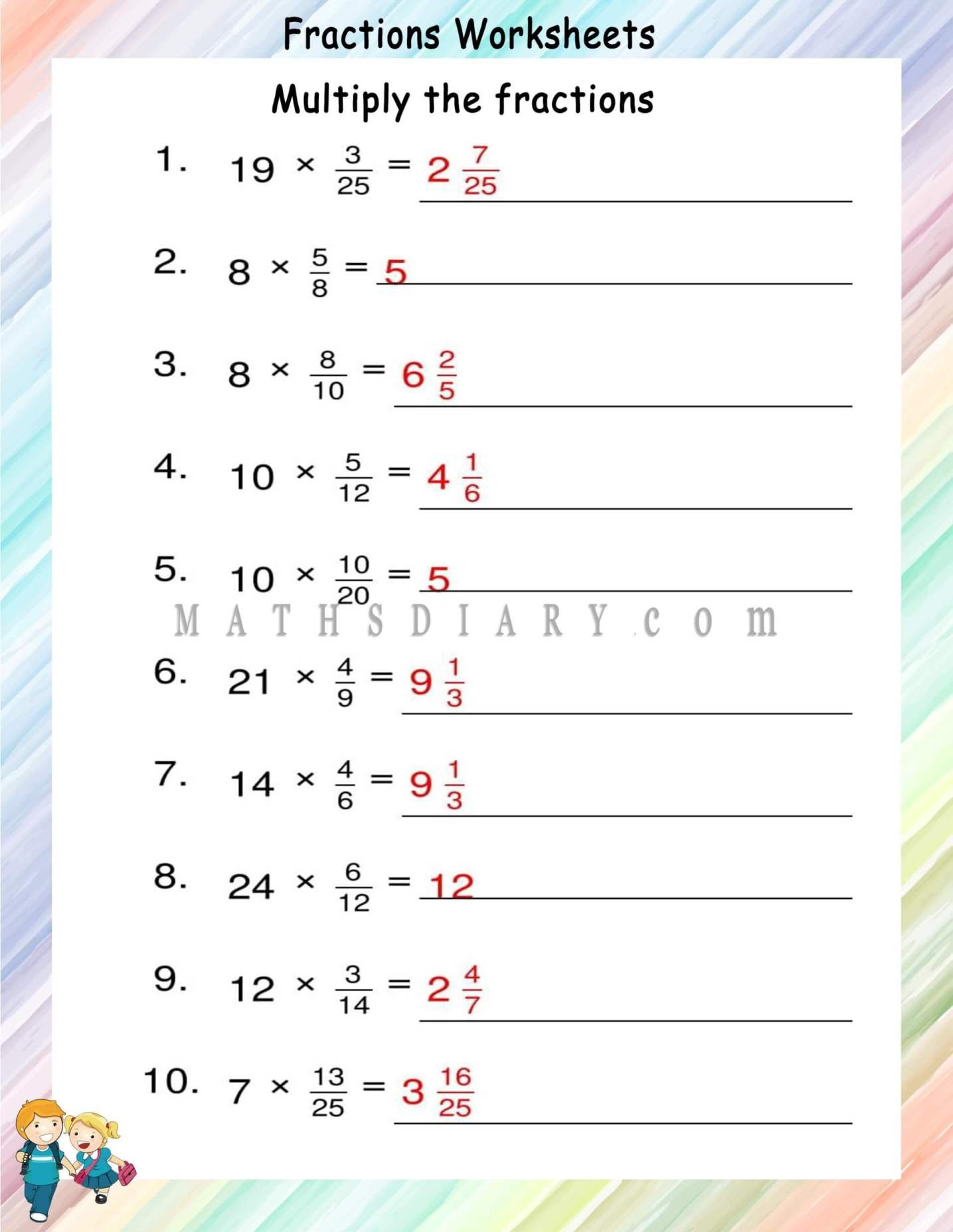 Fractions Of A Whole Number Worksheets