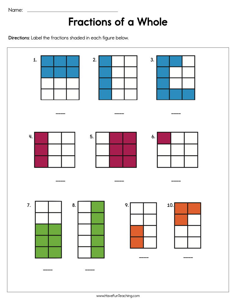 Fractions of a Whole: Engaging Worksheet for Learning