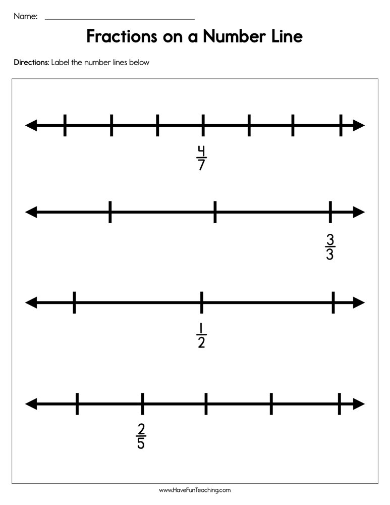 Fractions On A Number Line Worksheet Top Teaching Materials