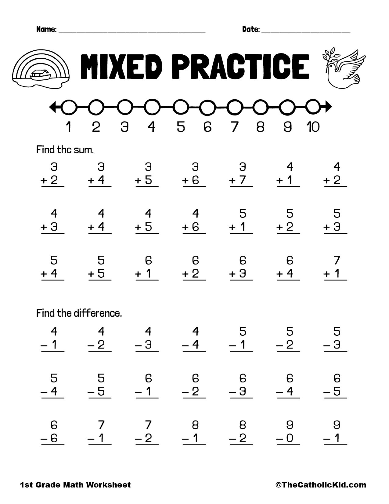 Free 1St Grade Addition And Subtraction Math Worksheet Free