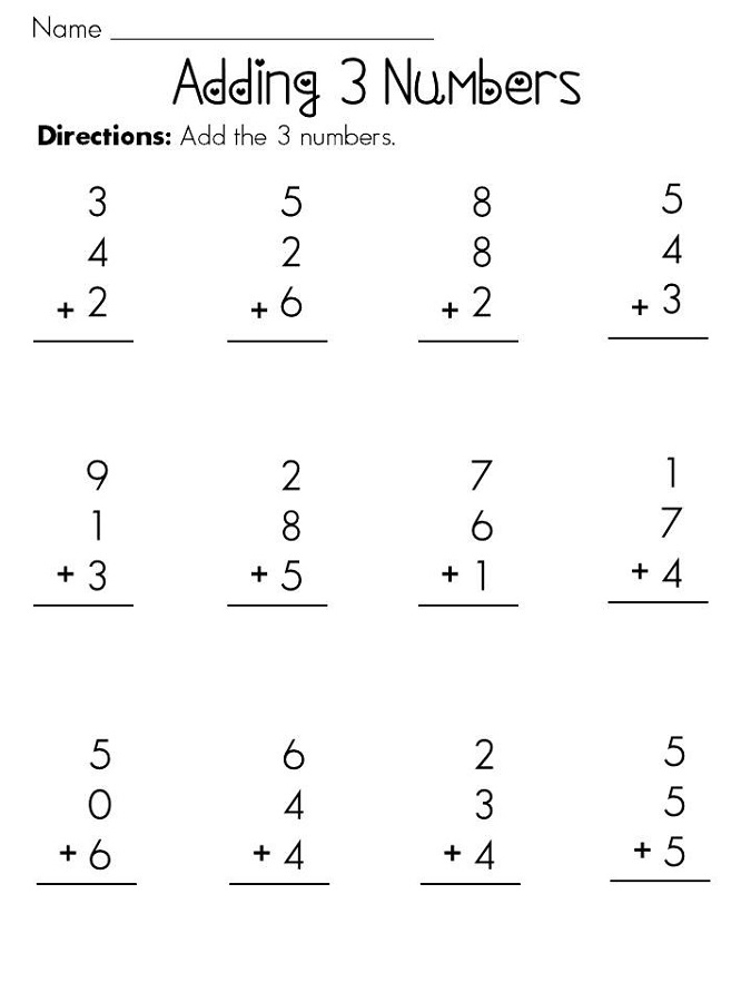 Free 3 Addends Addition Worksheet By Jackie Bees Classroom Tpt