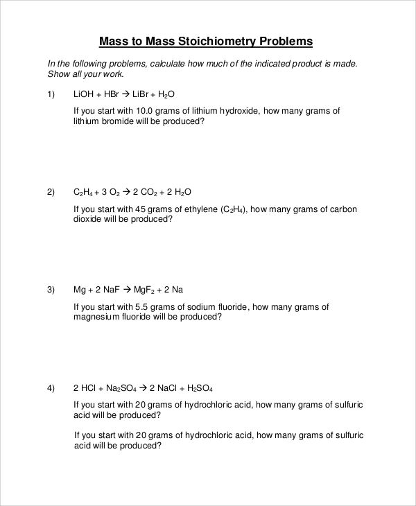 Free 9 Sample Stoichiometry Worksheet Templates In Ms Word Pdf