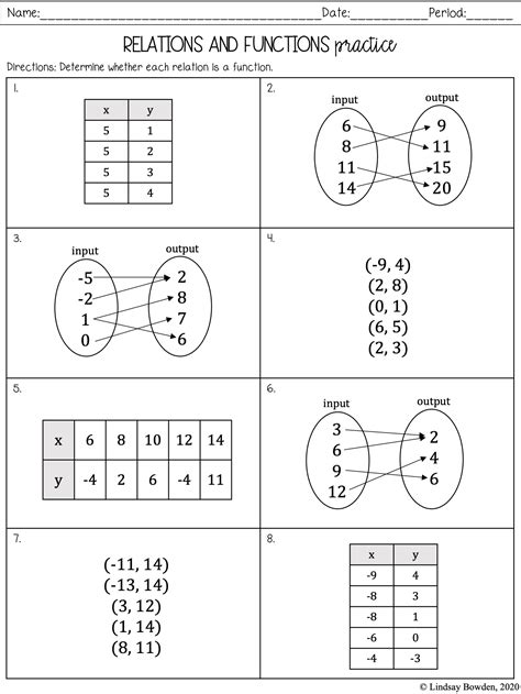 Free Algebra Functions Worksheet