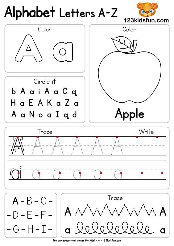 Free Alphabet Practice A Z Letter Worksheets 123 Kids Fun Apps